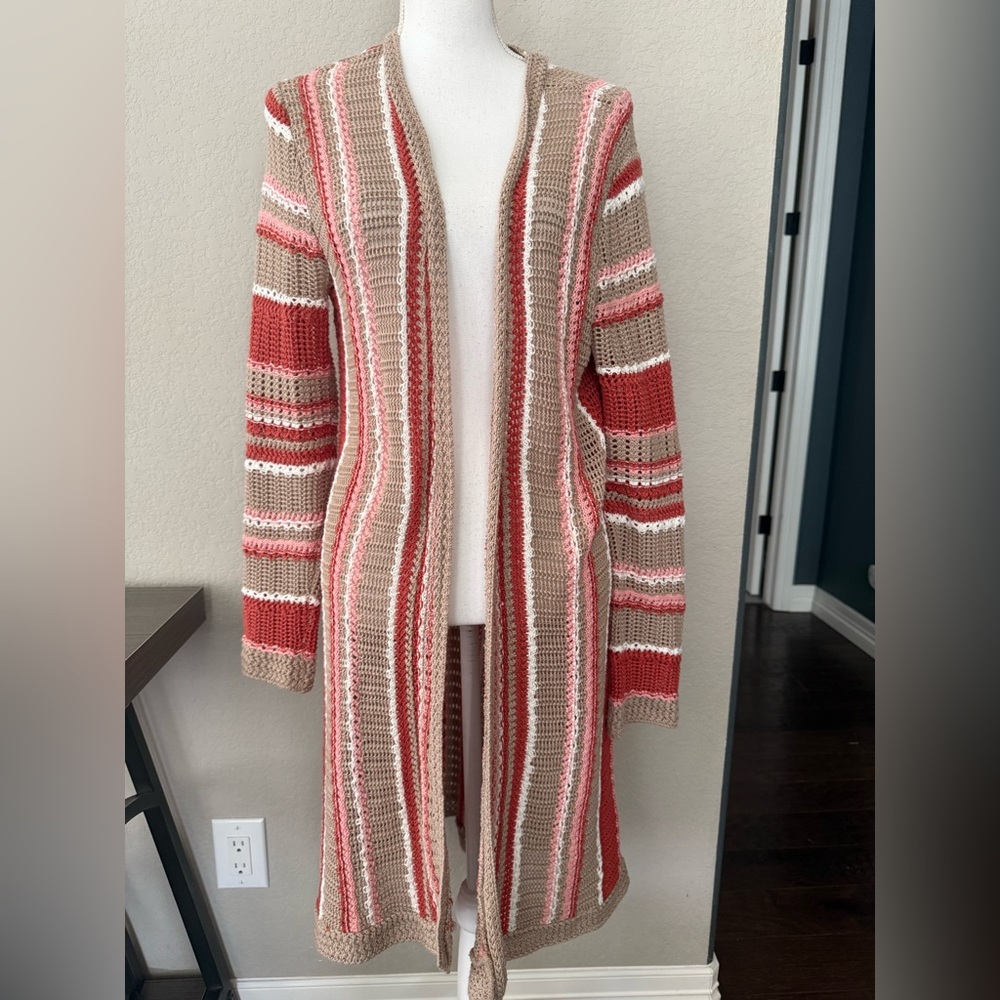 Est. 1946 Striped Open-Front Cardigan Sweater Large